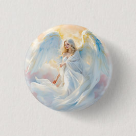 Chapa Redonda De 2,5 Cm Amanecer celeste - Ángel de la paz y la luz