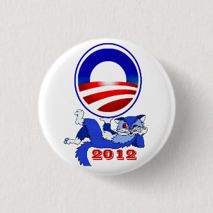 Chapa Redonda De 2,5 Cm Amantes del gato que apoyan a Obama 2012 botones