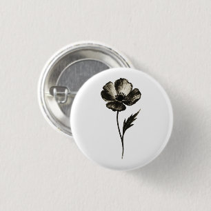 Chapa Redonda De 2,5 Cm Amapola minimalista – Arte de tinta botánica monoc