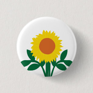 Chapa Redonda De 2,5 Cm Amarillo Floral Girasol