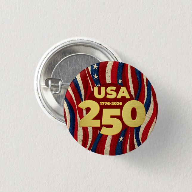Chapa Redonda De 2,5 Cm American 250th Birthday Anniversary 2026  (Anverso y reverso)