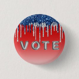 Chapa Redonda De 2,5 Cm Americana Glitter Drip Vote