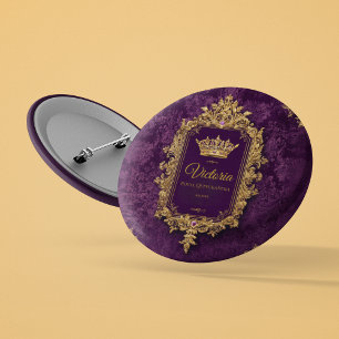 Chapa Redonda De 2,5 Cm Ametista Real Quinceañera, personalizado