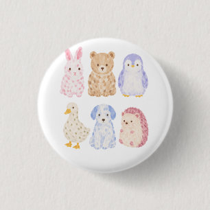 Chapa Redonda De 2,5 Cm Amigos Animales Acuarela Laptop Journal Deco
