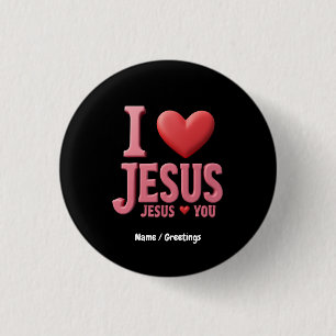 Chapa Redonda De 2,5 Cm Amo A Jesús, Jesús Te Ama Una Fe Cristiana