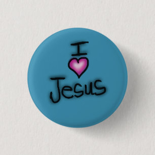 Chapa Redonda De 2,5 Cm Amo a Jesús Me Encanta Jesús Azul