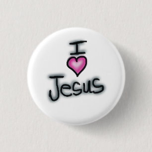 Chapa Redonda De 2,5 Cm Amo a Jesús Me encanta Jesús Blanco 