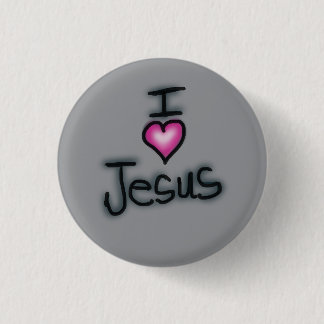 Chapa Redonda De 2,5 Cm Amo a Jesús Me Encanta Jesús Gris