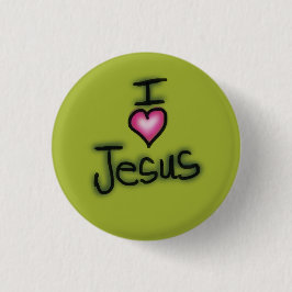 Chapa Redonda De 2,5 Cm Amo a Jesús Me Encanta Jesús Verde