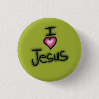 Chapa Redonda De 2,5 Cm Amo a Jesús Me Encanta Jesús Verde