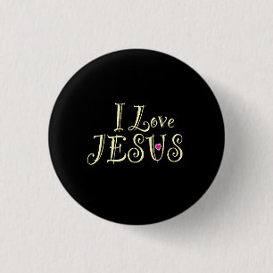 Chapa Redonda De 2,5 Cm 'Amo a Jesús' Negro