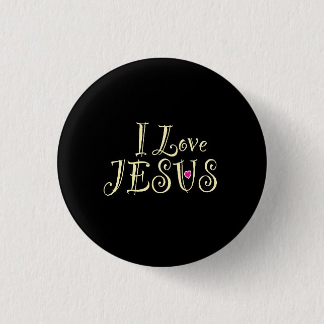 Chapa Redonda De 2,5 Cm 'Amo a Jesús' Negro  (Anverso)