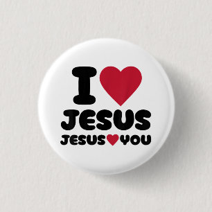 Chapa Redonda De 2,5 Cm Amo a Jesús y Jesús te ama cristiano