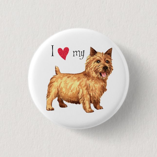 Chapa Redonda De 2,5 Cm Amo a mi Norwich Terrier (Anverso)