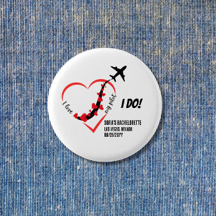 Chapa Redonda De 2,5 Cm Amo a Mi Piloto, Corazones de Avión, Despedida de 