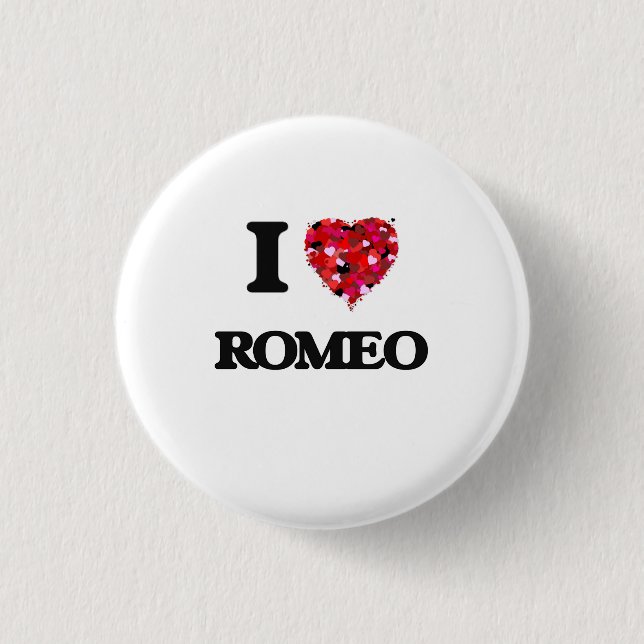 Chapa Redonda De 2,5 Cm Amo a Romeo (Anverso)