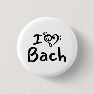 Chapa Redonda De 2,5 Cm Amo corazón Bach Música Clásica Texto Negro