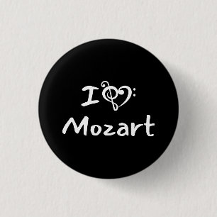 Chapa Redonda De 2,5 Cm Amo corazón Mozart Música Clásica Texto Negro