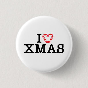 Chapa Redonda De 2,5 Cm Amo el corazón de caramelo de Navidad