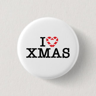 Chapa Redonda De 2,5 Cm Amo el corazón de caramelo de Navidad