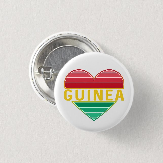 Chapa Redonda De 2,5 Cm Amo Guinea, el corazón guineano (Anverso y reverso)