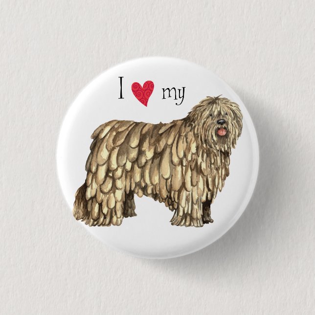 Chapa Redonda De 2,5 Cm Amo mi Bergamasco (Anverso)
