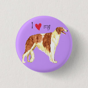 Chapa Redonda De 2,5 Cm Amo mi Borzoi
