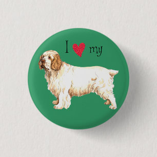 Chapa Redonda De 2,5 Cm Amo mi Clumber Spaniel