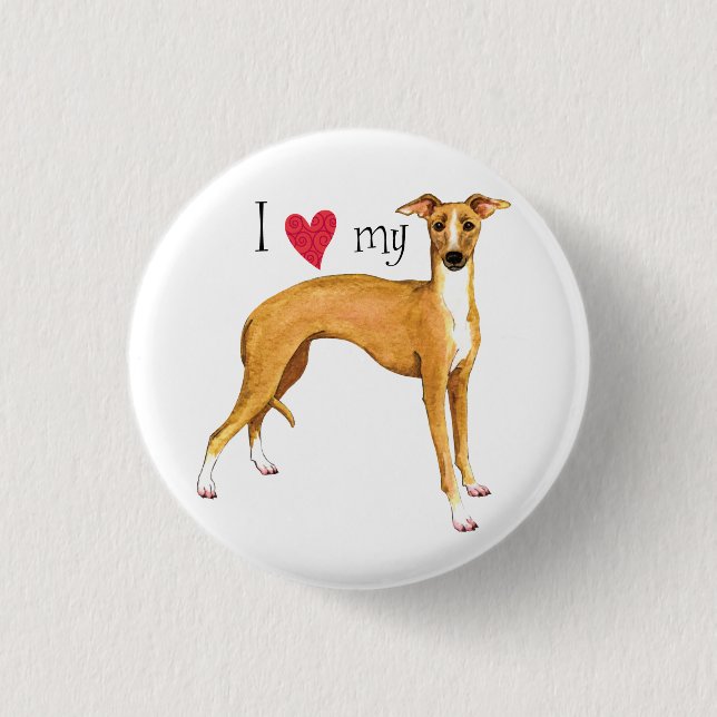 Chapa Redonda De 2,5 Cm Amo mi galgo italiano (Anverso)