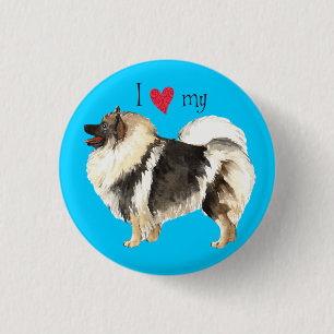 Chapa Redonda De 2,5 Cm Amo mi Keeshond