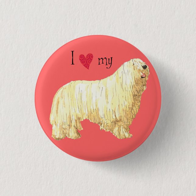 Chapa Redonda De 2,5 Cm Amo mi Komondor (Anverso)
