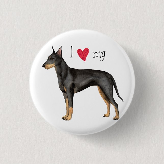 Chapa Redonda De 2,5 Cm Amo mi Manchester Terrier (Anverso)