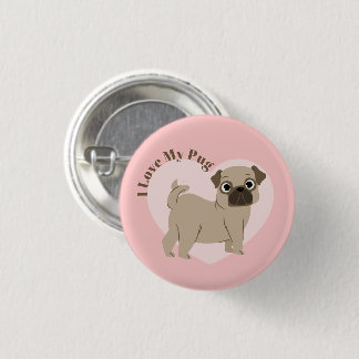 Chapa Redonda De 2,5 Cm "Amo Mi Pug"