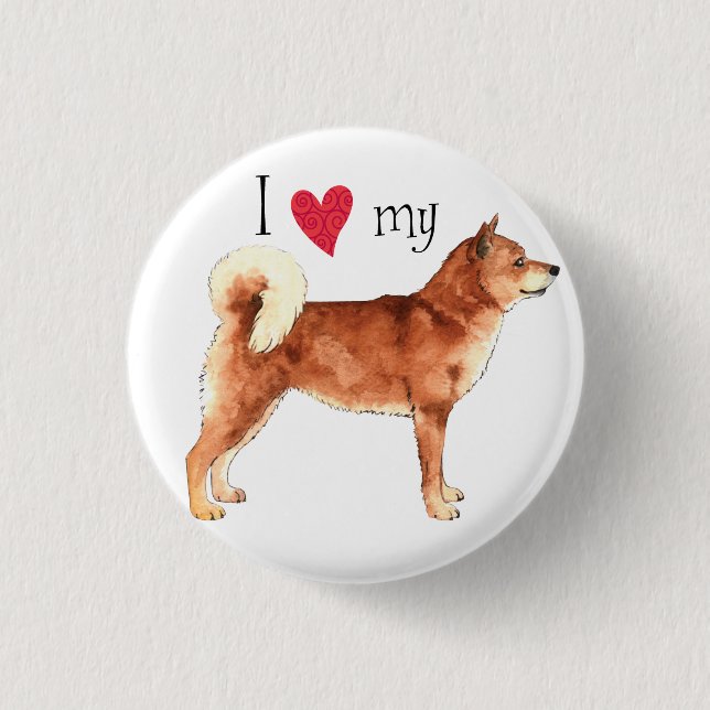 Chapa Redonda De 2,5 Cm Amo mi Shiba Inu (Anverso)