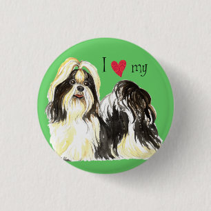 Chapa Redonda De 2,5 Cm Amo mi Shih Tzu