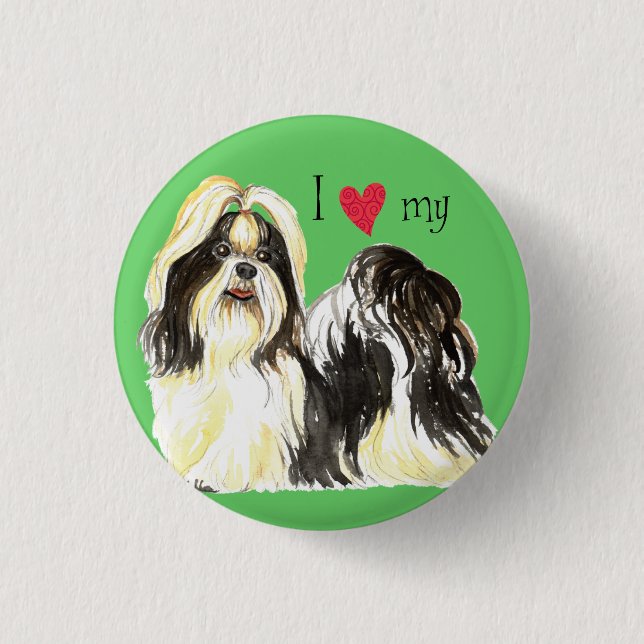 Chapa Redonda De 2,5 Cm Amo mi Shih Tzu (Anverso)