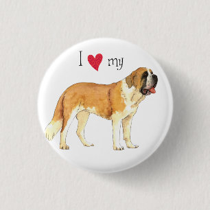 Chapa Redonda De 2,5 Cm Amo mi St. Bernard
