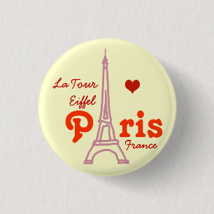 Chapa Redonda De 2,5 Cm Amo París, romántico.