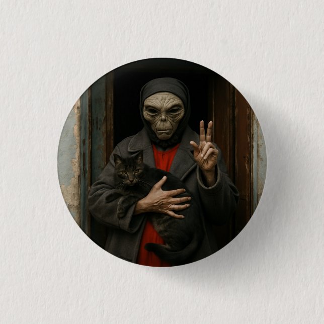 Chapa Redonda De 2,5 Cm Amor Alien (Anverso)