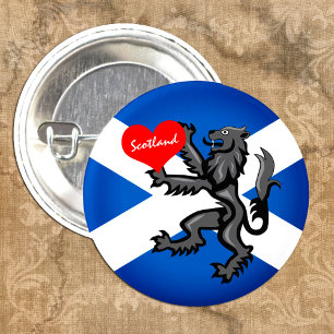 Chapa Redonda De 2,5 Cm Amor Escocia, Rampante, Corazón y Bandera Escocesa