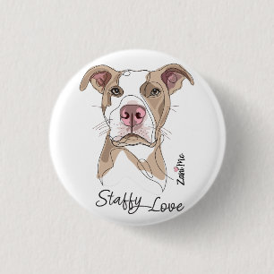 Chapa Redonda De 2,5 Cm Amor Staffy - Protección Zani Mo