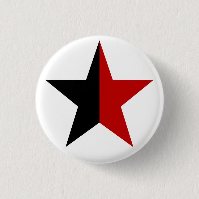 Chapa Redonda De 2,5 Cm Anarchy estrella Clásica (negro/rojo) (Anverso)
