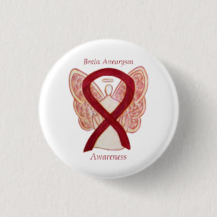 Chapa Redonda De 2,5 Cm Aneuralismo cerebral Conciencia Angel Ribbon Art P