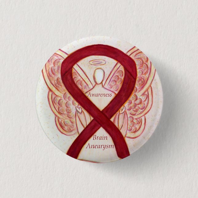 Chapa Redonda De 2,5 Cm Aneuralismo cerebral Conciencia Angel Ribbon Art P (Anverso)