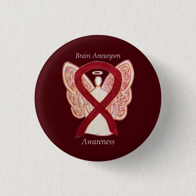 Chapa Redonda De 2,5 Cm Aneuralismo cerebral Conciencia Angel Ribbon Art P (Anverso)