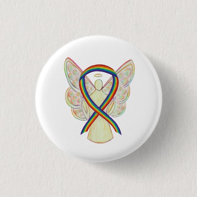 Chapa Redonda De 2,5 Cm Ángel arcoiris Conciencia Cinta Personalizado Pins (Anverso)