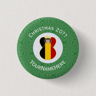 Chapa Redonda De 2,5 Cm Ángel de la bandera belga Navidad Personalizado 