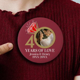 Chapa Redonda De 2,5 Cm anillo de aniversario de bodas de rubí de 40 años