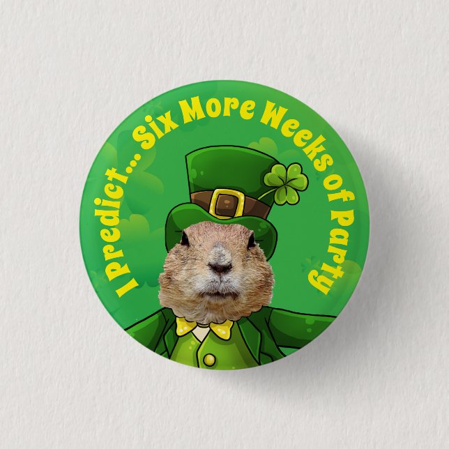 Chapa Redonda De 2,5 Cm Animal Fiesta de St. Patrick's Day Groundhog (Anverso)