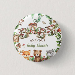 Chapa Redonda De 2,5 Cm Animales Botánicos Rústicos del Bosque para Baby S